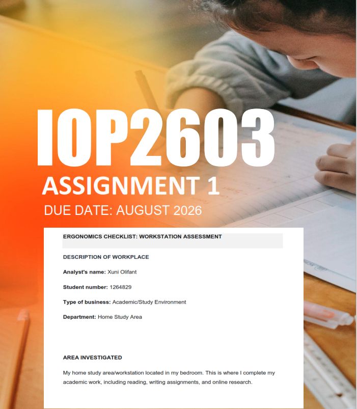 IOP2603 Assignment 1 Semester 2 2026 - Due August 2026