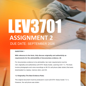 LEV3701 Assignment 2 Semester 2 2026 - Due September 2026