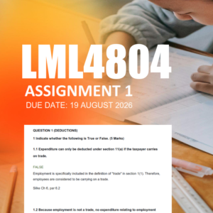 LML4804 Assignment 1 Semester 2 2026 - Due 19 August 2026