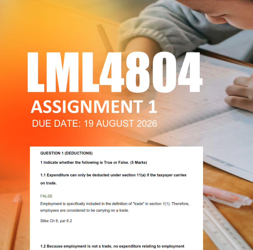 LML4804 Assignment 1 Semester 2 2026 - Due 19 August 2026