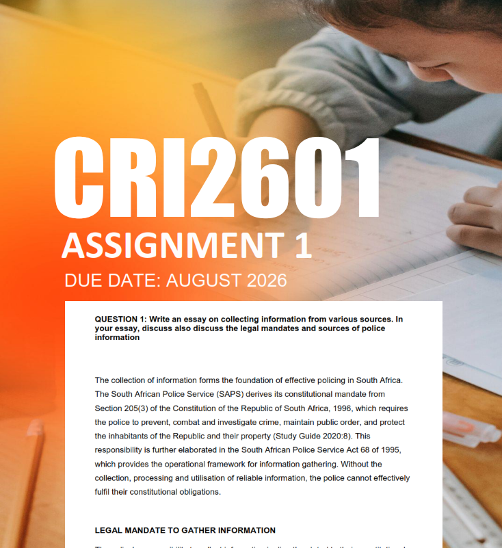 CRI2601 Assignment 1 Semester 2 2026 - Due August 2026