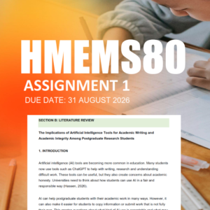 HMEMS80 Assignment 1 Semester 2 2026 - Due 31 August 2026