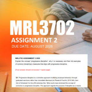 MRL3701 Assignment 2 Semester 2 2026 - Due August 2026