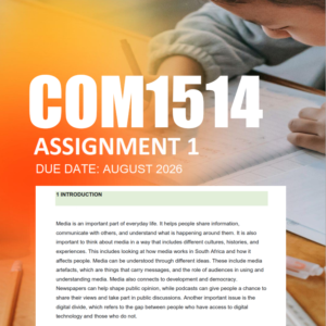 COM1514 Assignment 1 Semester 2 2026 - Due August 2026