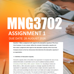 MNG3702 Assignment 1 Semester 2 2026 - Due 28 August 2026