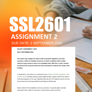 SSL2601 Assignment 2 Semester 2 2026 - Due 2 September 2026