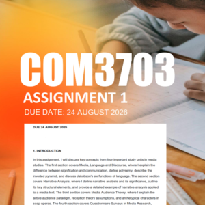 COM3703 Assignment 1 Semester 2 2026 - Due 24 August 2026
