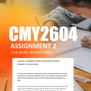 CMY2604 Assignment 2 Semester 2 2026 - Due August 2026