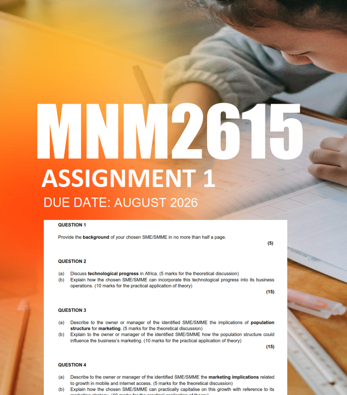 MNM2615 Assignment 1 Semester 2 2026 - Due August 2026