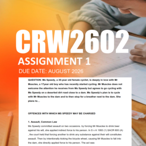CRW2602 Assignment 1 Semester 2 2026 - Due 27 August 2026