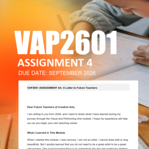 VAP2601 Assignment 4 Semester 2 2026 - Due September 2026