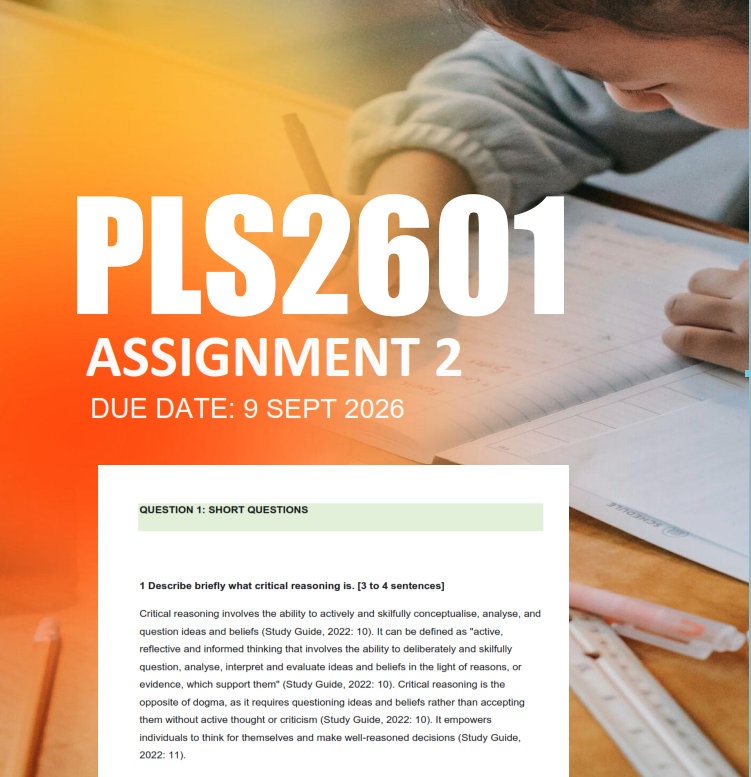 PLS2601 Assignment 2 Semester 2 2026 - Due 9 September 2026