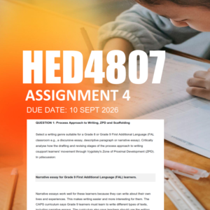 HED4807 Assignment 4 Semester 2 2026 - Due 10 September 2026
