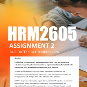 HRM2605 Assignment 2 Semester 2 2026 - Due 1 September 2026