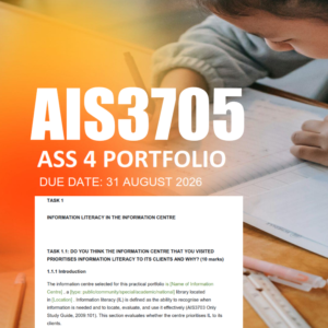 AIS3705 Assignment 4 Portfolio 2026 - Due 31 August 2026