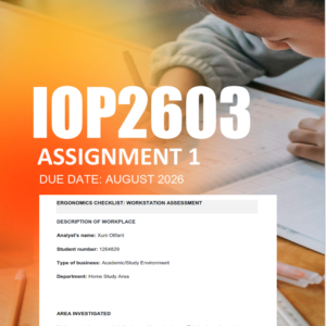 IOP2603 Assignment 1 Semester 2 2026 - Due September 2026