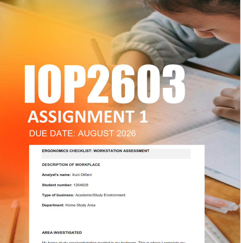 IOP2603 Assignment 1 Semester 2 2026 - Due September 2026