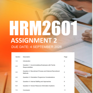 HRM2601 Assignment 2 Semester 2 2026 - Due 4 September 2026