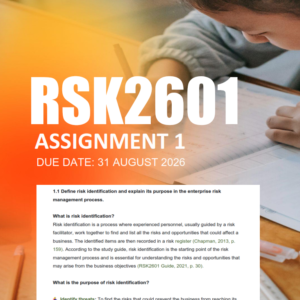 RSK2601 Assignment 1 Semester 2 2026 - Due 31 August 2026