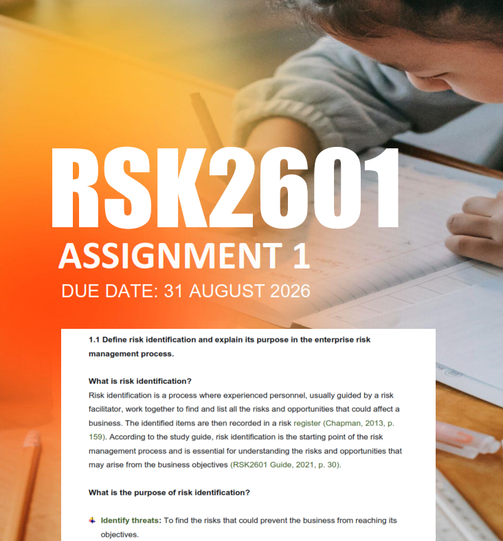 RSK2601 Assignment 1 Semester 2 2026 - Due 31 August 2026
