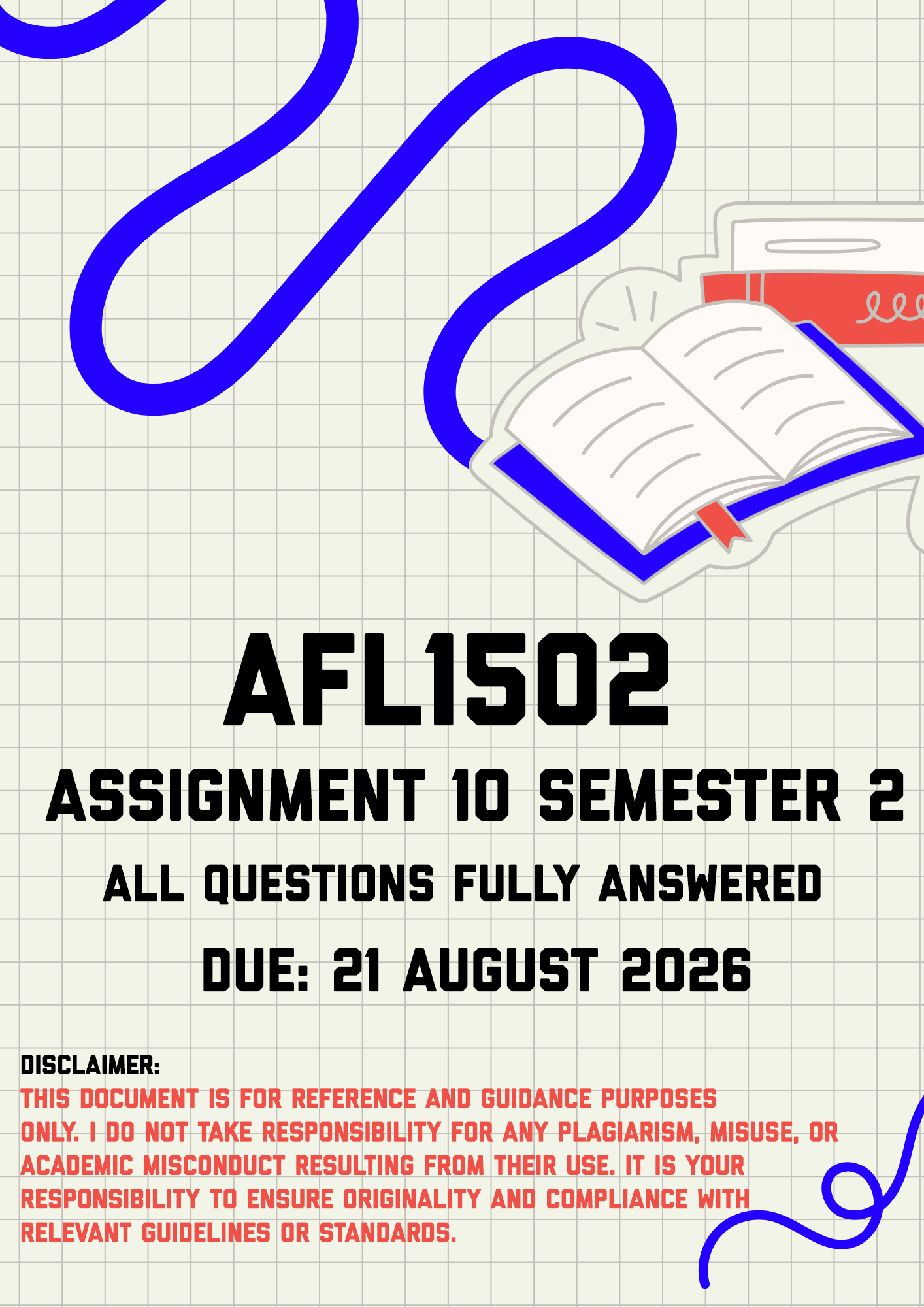 AFL1502 Assignment 10 (English) Semester 2 MEMO | Due 21 August 2026