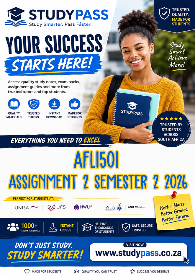 AFL1501 Assignment 2 Semester 2 2026 (ANSWERS) – Due 30 AUGUST 2026 (100% TRUSTED & BEST ANSWERS)