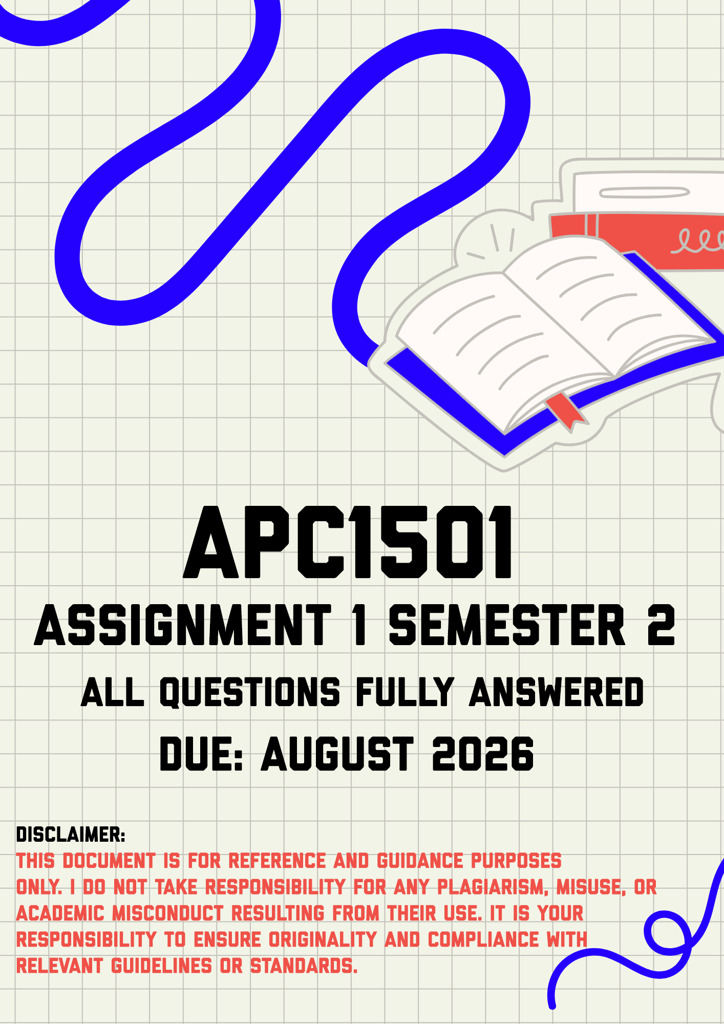 APC1501 Assignment 1 Semester 2 MEMO | Due August 2026