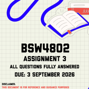 BSW4802 Assignment 3 Memo | Due 3 September 2026
