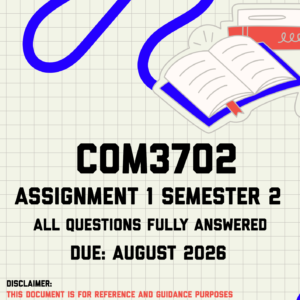 COM3702 Assignment 1 Semester 2 MEMO | Due August 2026