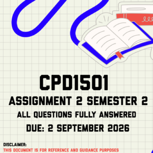 CPD1501 Assignment 2 Semester 2 MEMO | Due 2 September 2026