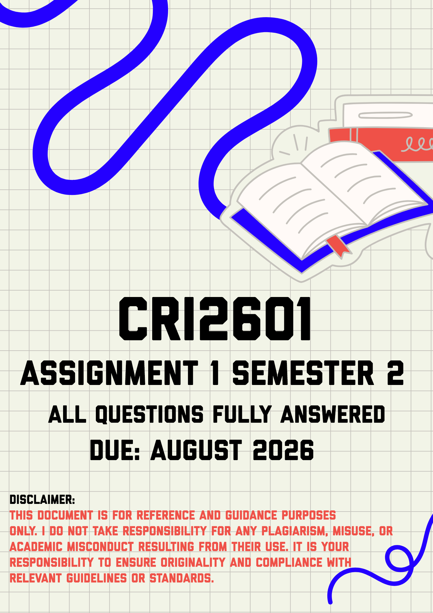 CRI2601 Assignment 1 Semester 2 MEMO | Due August 2026