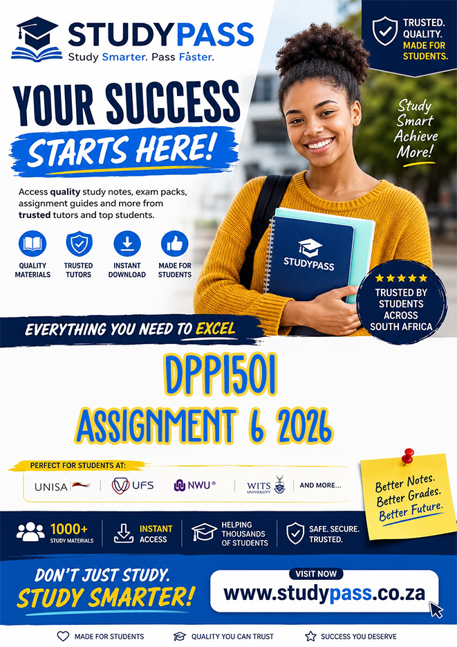 DPP1501 Assignment 6 2026 (ANSWERS) – Due 2 SEPTEMBER 2026 (100% TRUSTED & BEST ANSWERS)