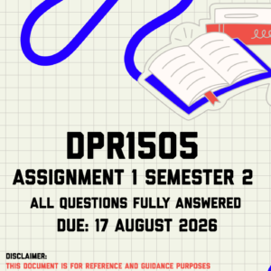 DPR1505 Assignment 1 Semester 2 MEMO | Due 17 August 2026