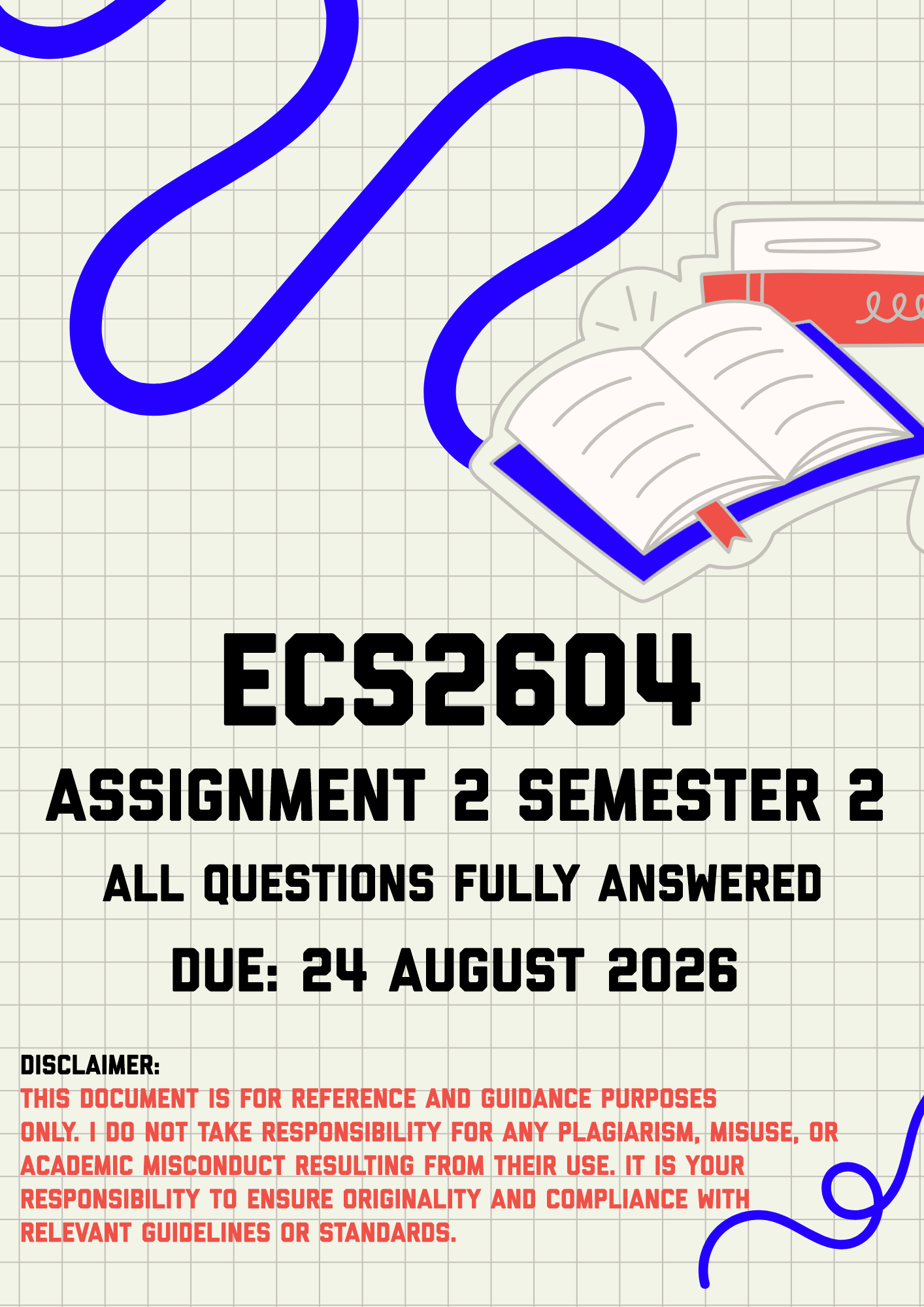ECS2604 Assignment 2 Semester 2 MEMO | Due 24 August 2026
