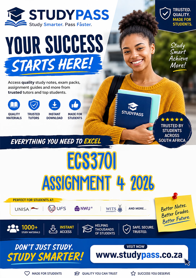 ECS3701 Assignment 4 2026 (ANSWERS) – Due 25 AUGUST 2026 (100% TRUSTED & BEST ANSWERS)