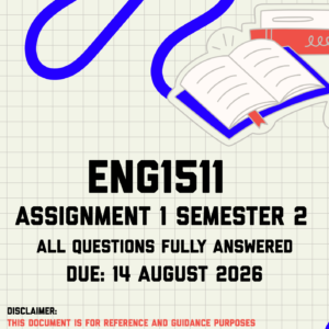 ENG1511 Assignment 1 Semester 2 MEMO | Due 14 August 2026
