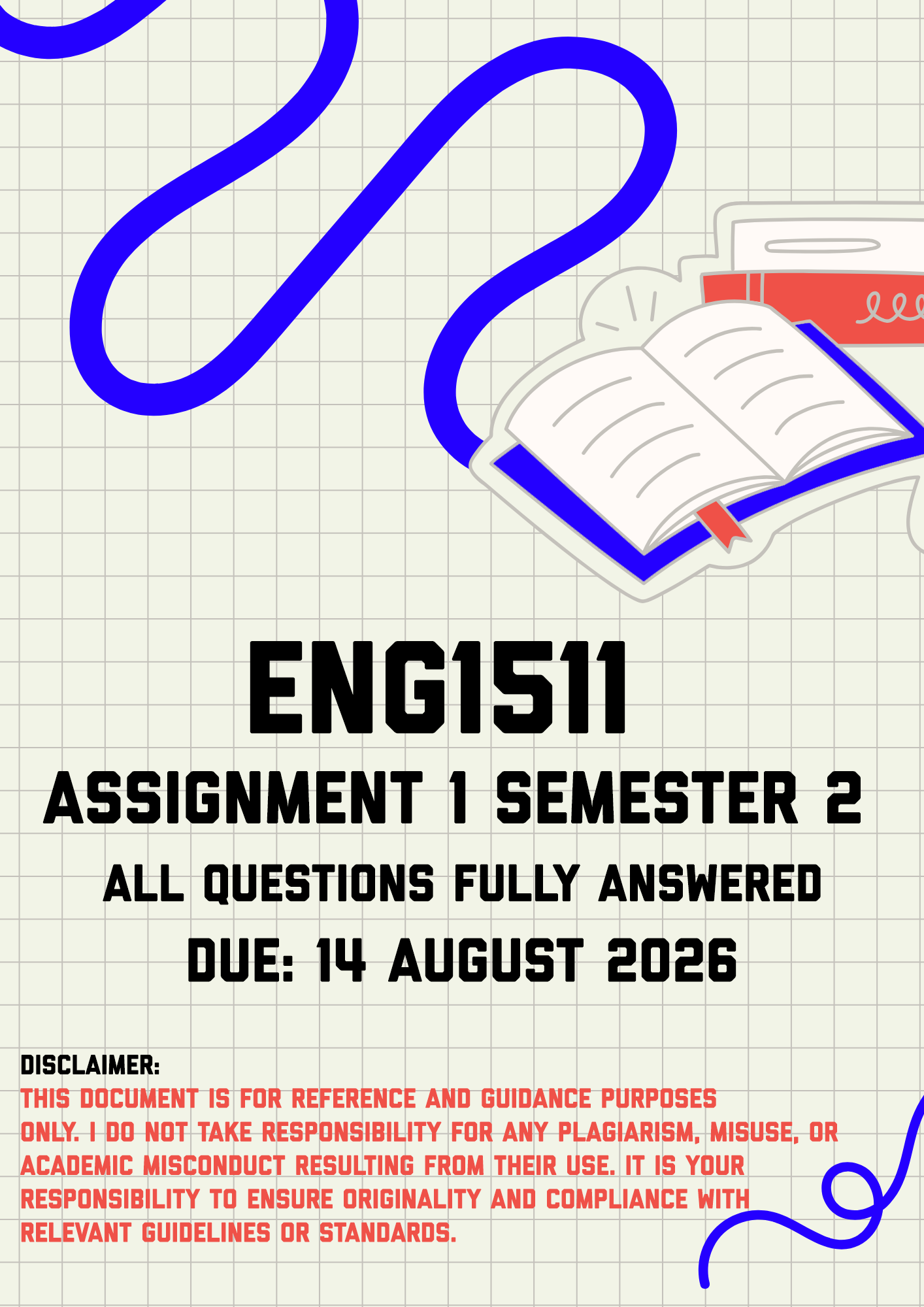 ENG1511 Assignment 1 Semester 2 MEMO | Due 14 August 2026