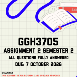 GGH3705 Assignment 2 Semester 2 MEMO | Due 7 October 2026
