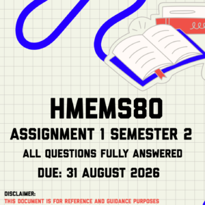 HMEMS80 Assignment 1 Semester 2 MEMO | Due 31 August 2026