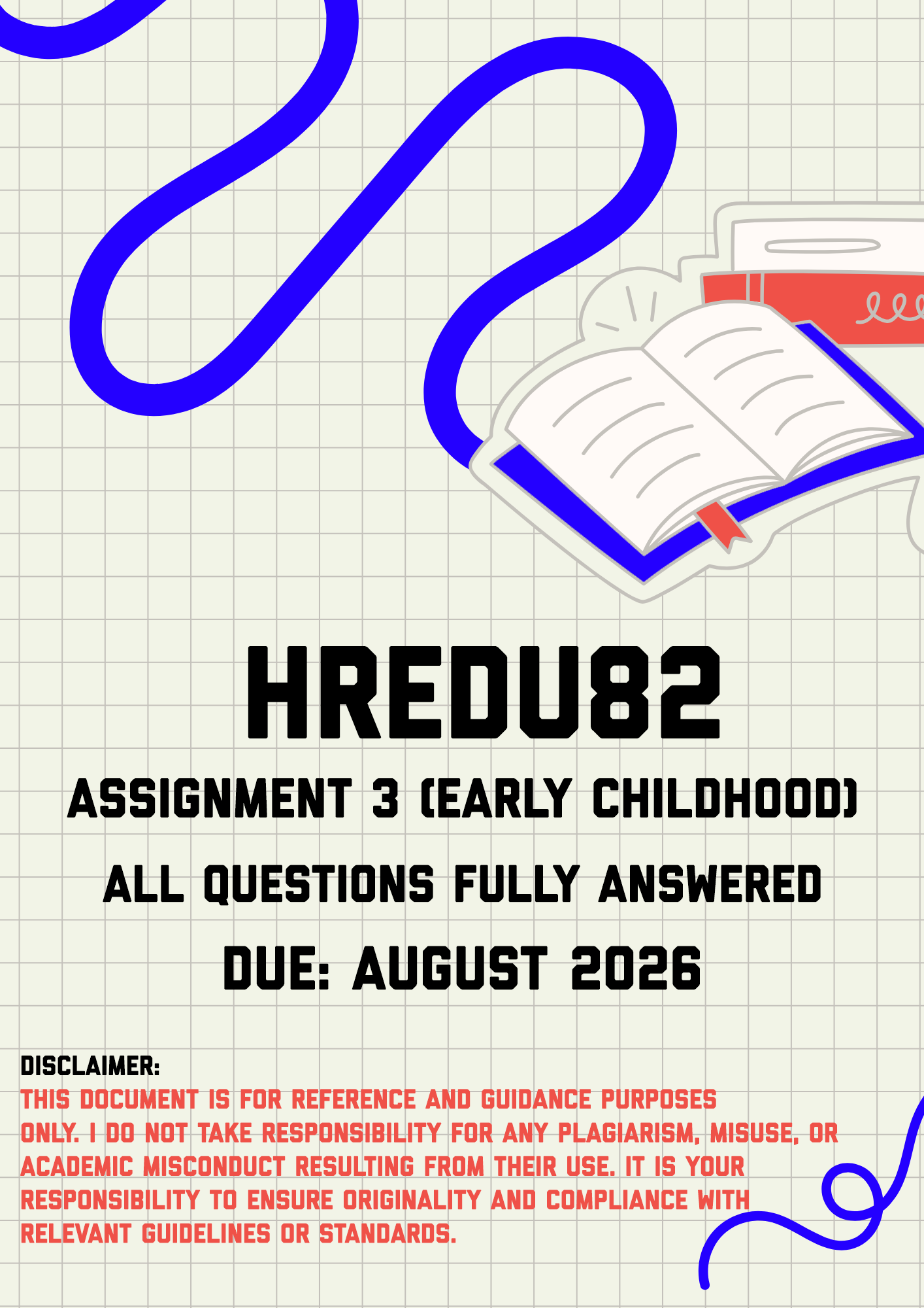 HREDU82 Assignment 3 (Early Childhood) MEMO | Due August 2026