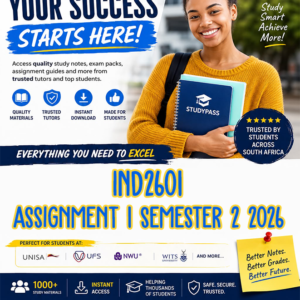 IND2601 Assignment 1 Semester 2 2026 (ANSWERS) – Due 17 AUGUST 2026 (100% TRUSTED & BEST ANSWERS)