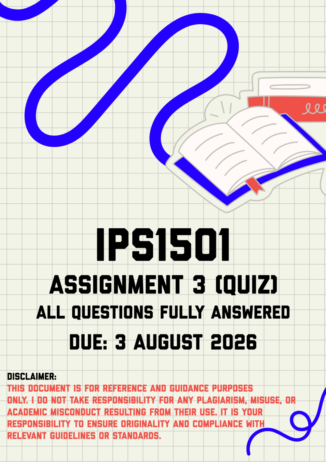 IPS1501 Assignment 3 (Quiz) MEMO | Due 3 August 2026 - StudyPass