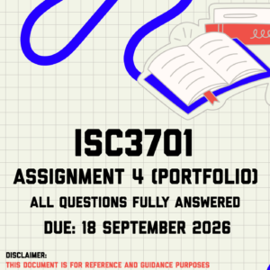 ISC3701 Assignment 4 (Portfolio) MEMO | Due 18 September 2026