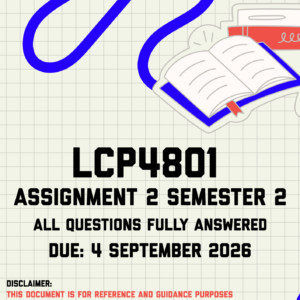 LCP4801 Assignment 2 Semester 2 MEMO | Due 4 September 2026