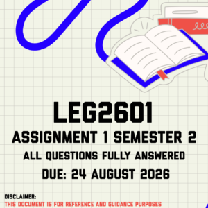 LEG2601 Assignment 1 Semester 2 MEMO | Due 24 August 2026
