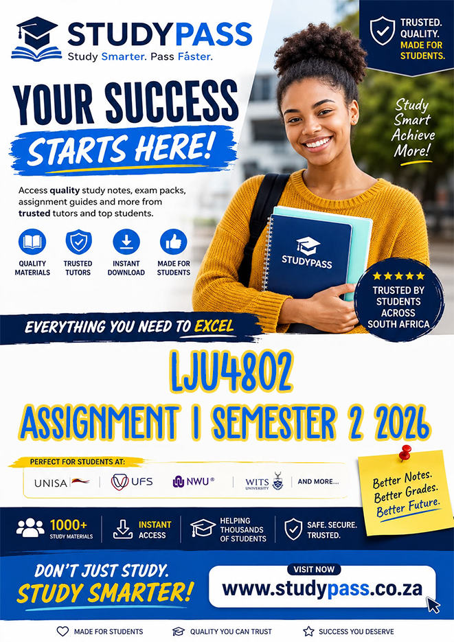 LJU4802 Assignment 1 Semester 2 2026 (ANSWERS) – Due 28 AUGUST 2026 (100% TRUSTED & BEST ANSWERS)