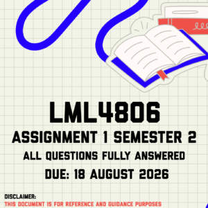 LML4806 Assignment 1 Semester 2 MEMO | Due 18 August 2026