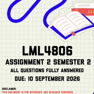 LML4806 Assignment 2 Semester 2 MEMO | Due 10 September 2026