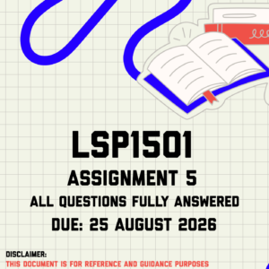 LSP1501 Assignment 5 Memo | Due 25 August 2026
