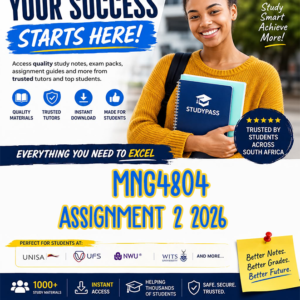 MNG4804 Assignment 2 2026 (ANSWERS) – Due 30 AUGUST 2026 (100% TRUSTED & BEST ANSWERS)
